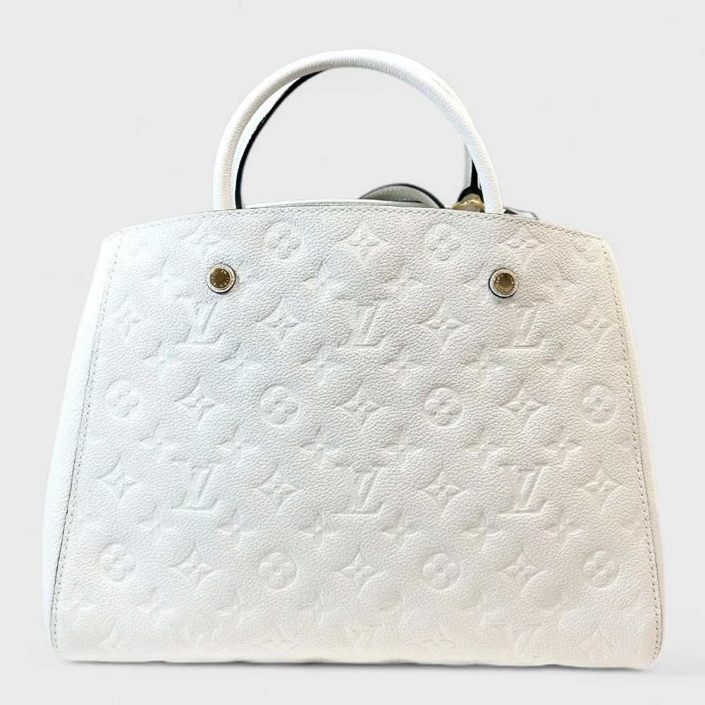 Louis Vuitton Montaigne MM Monogram Empreinte White Leather Satchel Shoulder Bag